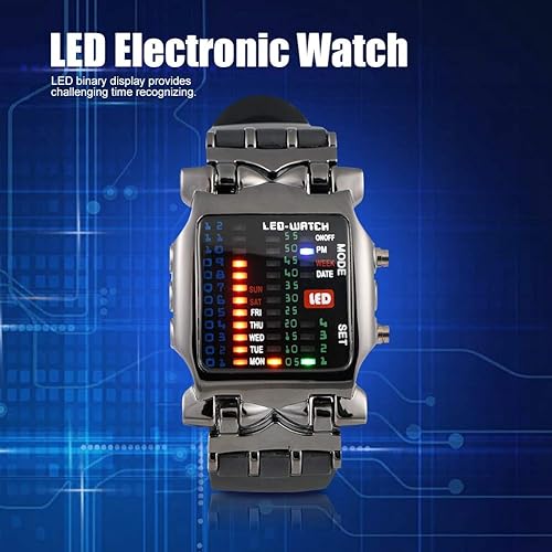 Miniatura 3 de VGEBY Reloj deportivo digital para hombre, reloj de pulsera con pantalla LED de matriz binaria con fecha