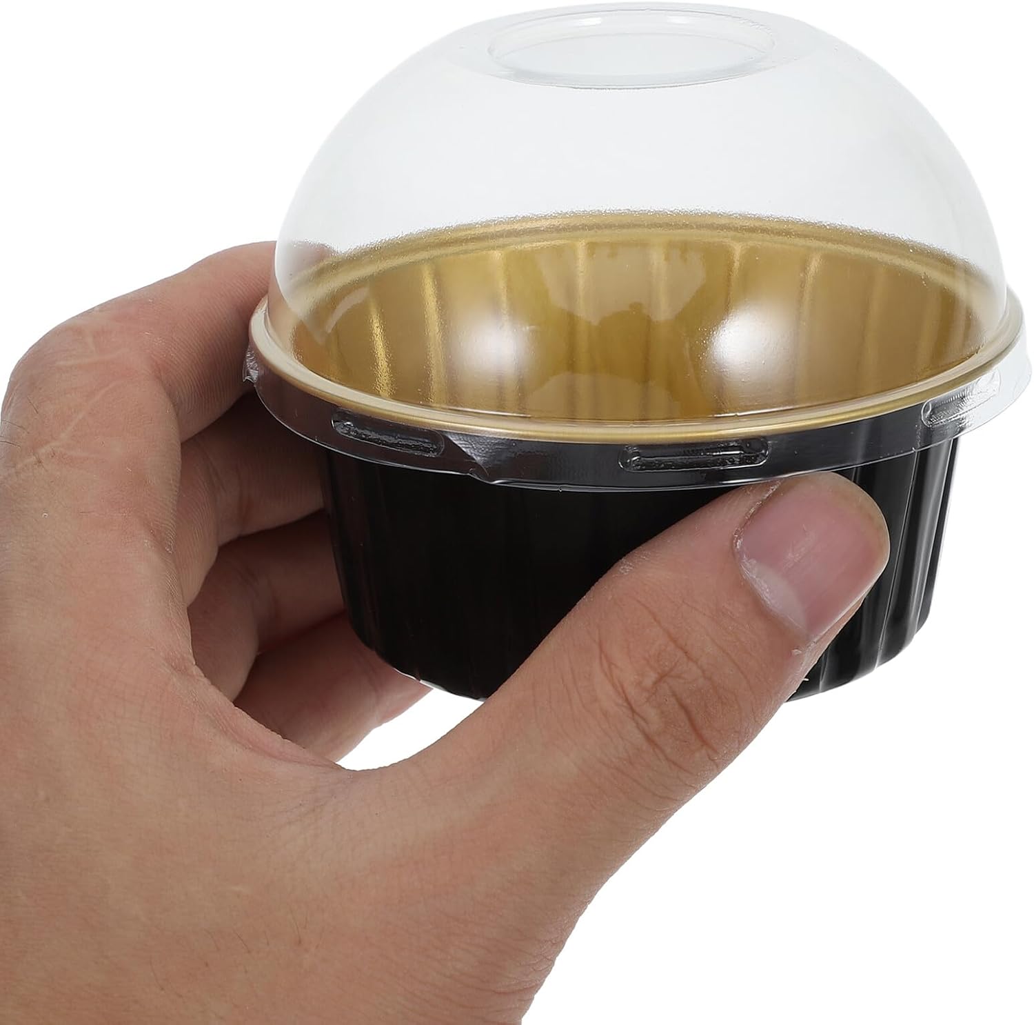 100pcs Disposable Aluminum Foil Cupcake Pans with Lids Mini Baking Cups High-temperature Resistant Pudding and Brownie Containers for Parties and Oven Use