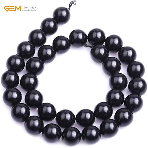 Miniatura 254 de GEM-Inside - Cuentas sueltas de piedra de lava negra natural de 0.315 in para hacer joyas, 15 pulgadas Cordierita de grado A