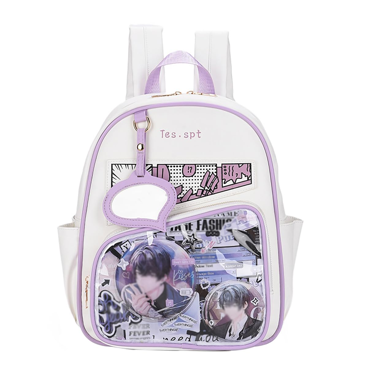 Ita Bag Anime Backpack for Kids Japanese School Bag with Pin Display Insert for Students Bookbag (Purple)