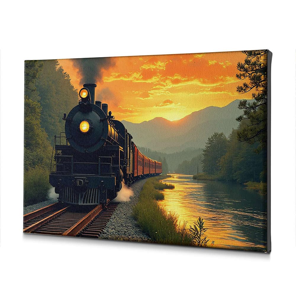 Décoration murale religieuse de Pâques cadeau chrétien train paysage 20x30