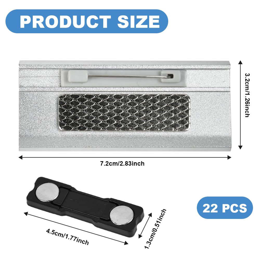 20 Placa Identificativas Magnéticas con Imanes Fuertes y Aguja | tarjetas identificativas magnéticas 72mm x 31mm | placas identificativas personal | Pour Restaurant, Hôtel, Bureau, Événement