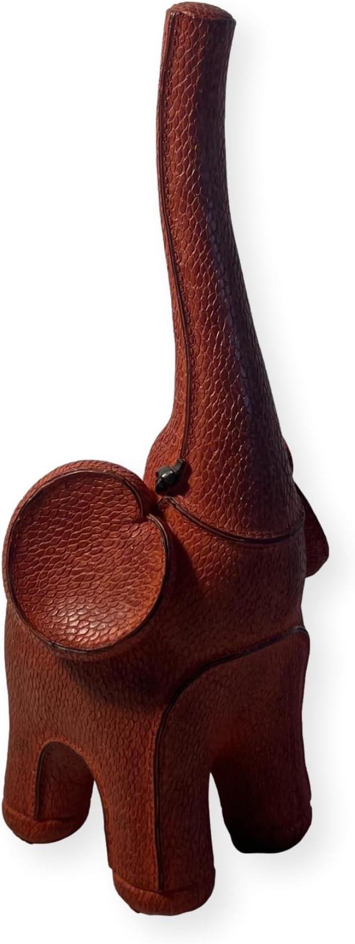 Thorness Good Luck Resin Elephant Ornament with Raised Trunk and Leather Look Finish