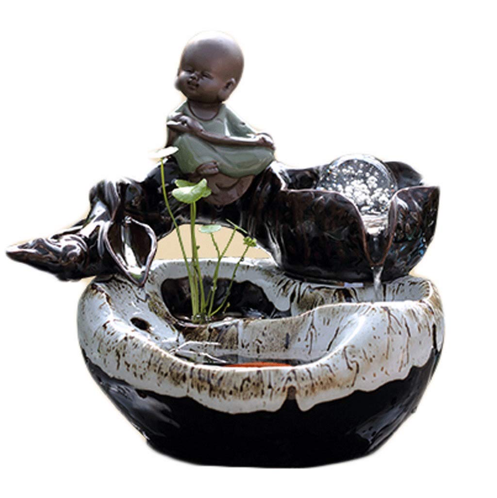 Fuente De Agua De Mesa para Interiores con Luz Led, Decoración Feng Shui De La Suerte - Fuente De Agua De Roca Serena - Fuente De Relajación para Interiores, of,A