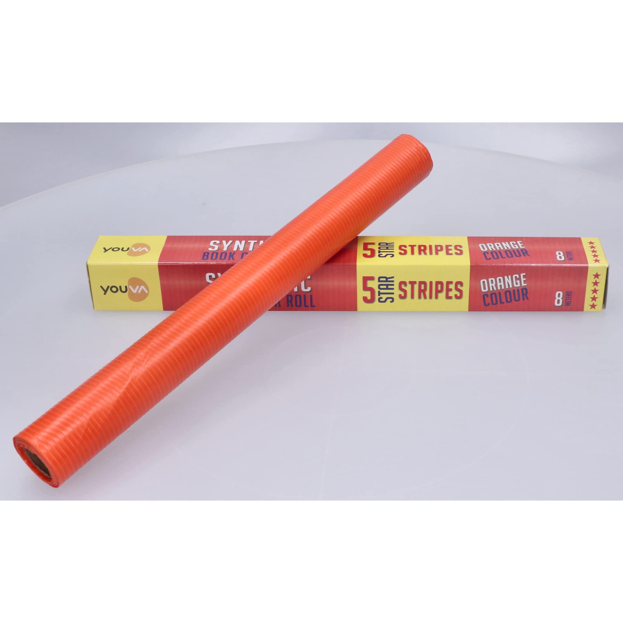 Navneet Youva | Synthetic | Cover Roll | Stripes | 5 Star | 8 Meter | Orange | Pack of 1 2