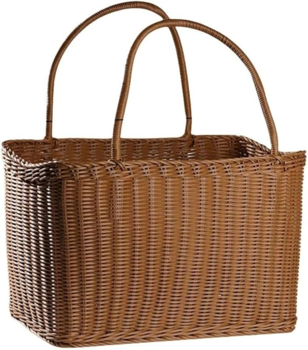 カゴバッグ 多機能＆エコ手作りカゴバッグ &ndash; おしゃれな手提げかごバッグ、ピクニック・買い物・収納バスケット 小物入れ理想的