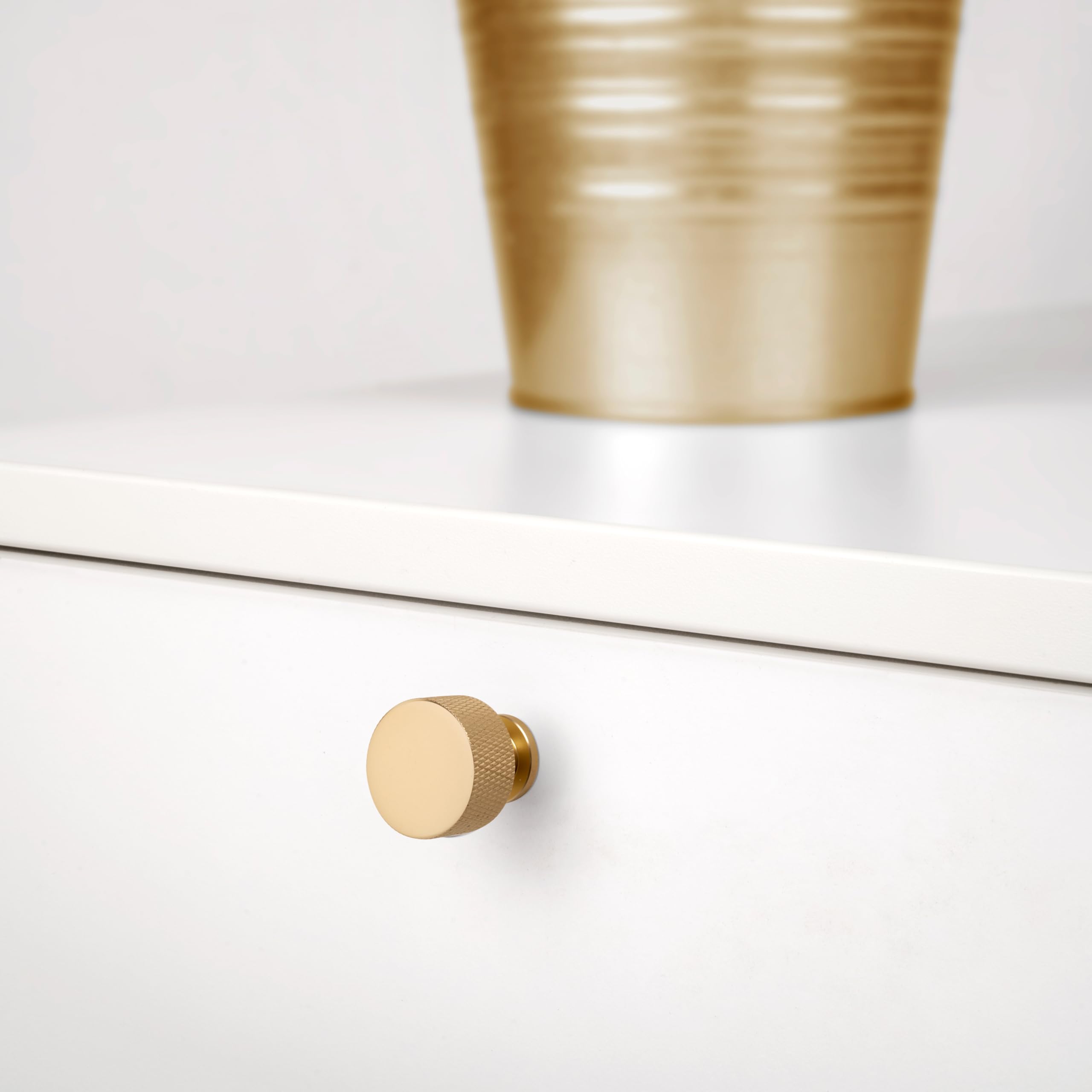 Emuca - Lot de 10 Furniture knobs, Diameter 30mm, Aluminium, Gold, 10 unidades - Image 3