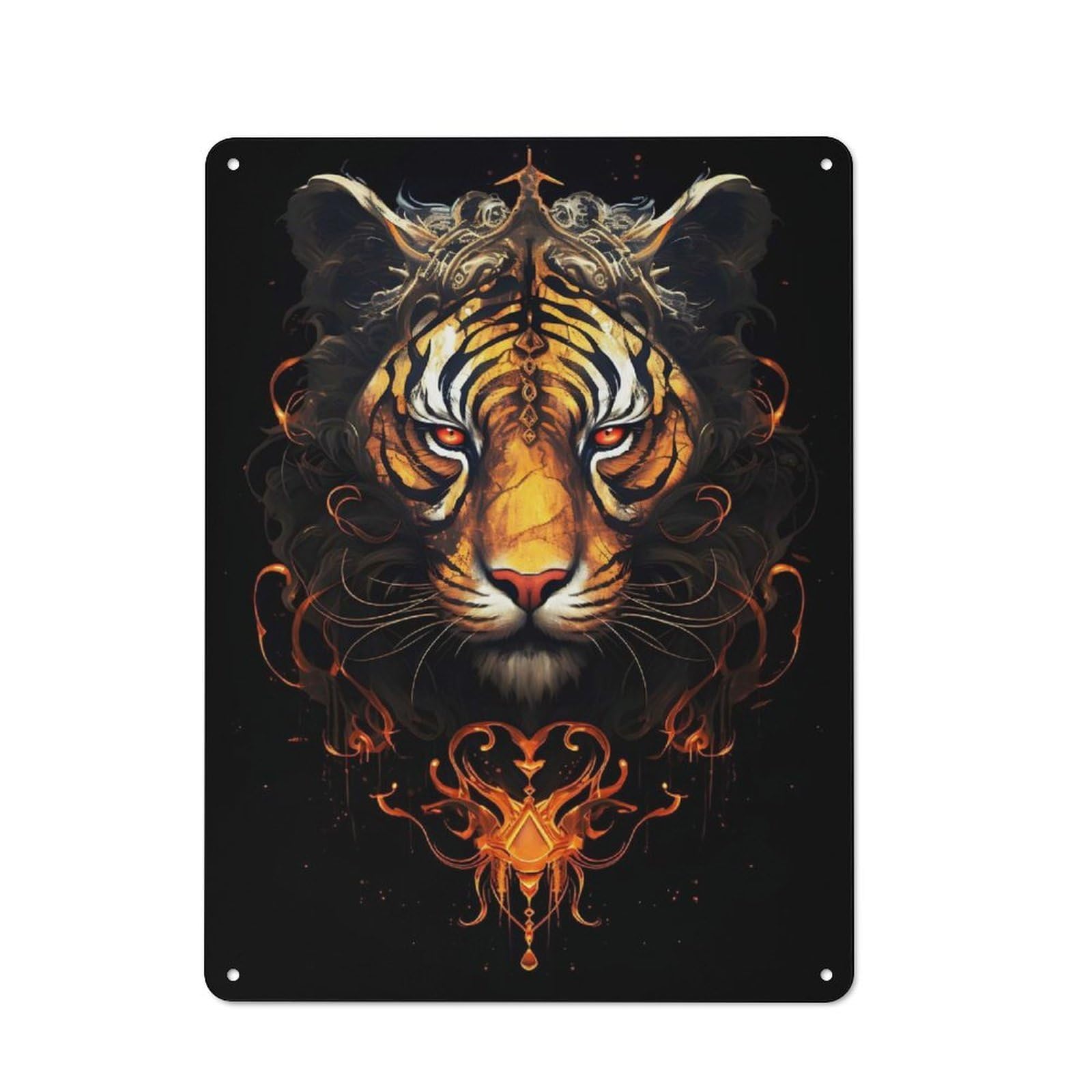 Junmoney Style-9 Ritual Tiger Rustic Metal Sign 40X30cm For Garden Room Or Summerhouse, For Themed Interiors In Garden Rooms And Summerhouses