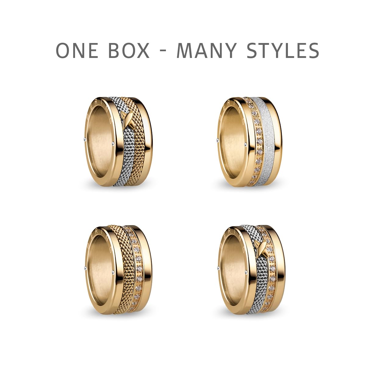 BERING Damen Ring in glänzendem gold - Arctic Symphony Collection aus Edelstahl - Symphony-Set-E