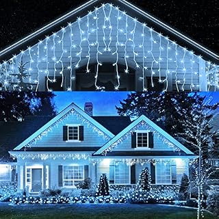 Outdoor Christmas Lights,TUYOMA 240 LEDs 4m/13.12ft,Cool White Fairy Lights IP44 Waterproof,String Lights with 8 Modes Icicle Lighting for Window,Eaves,Garden,Party,Gazebo,Indoor Wall Decorations