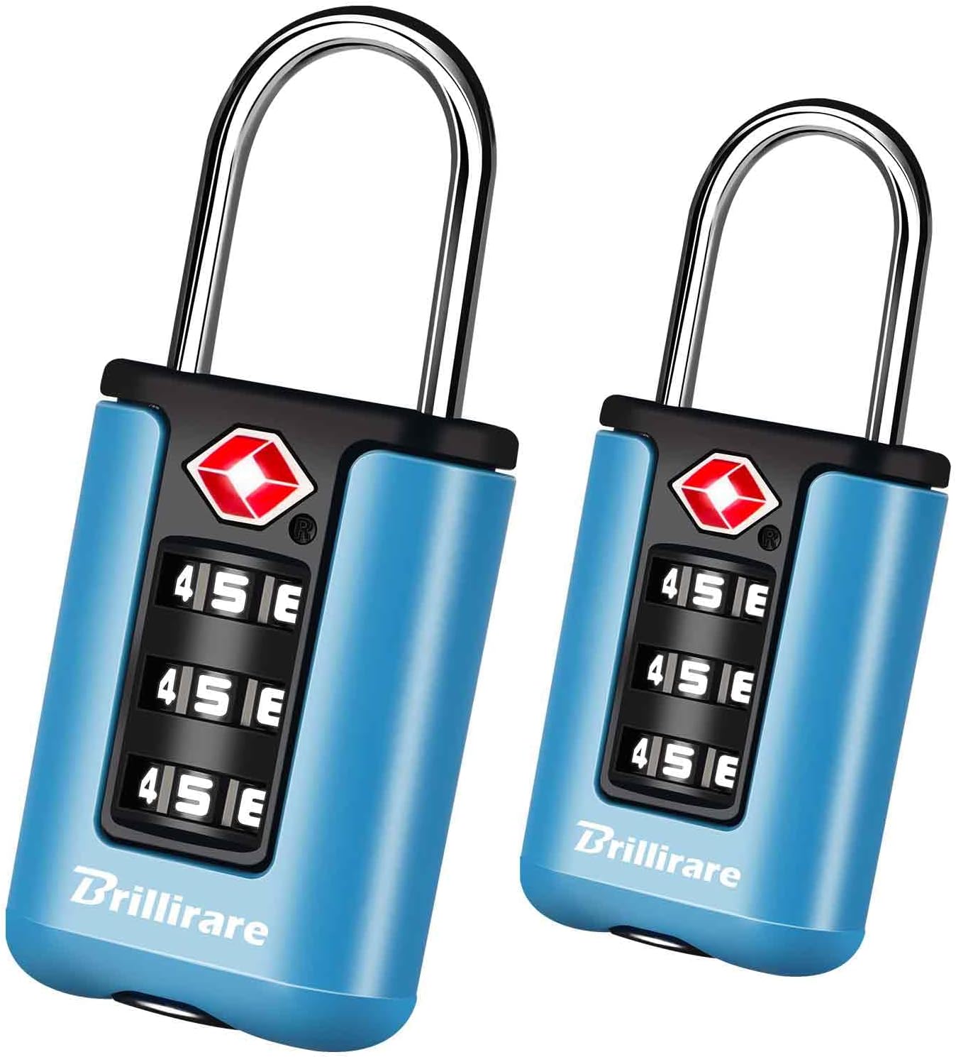 Lucchetto per bagagli approvato TSA da 2 pacchi, lucchetto con combinazione da viaggio, lucchetto senza chiave ripristinabile a 3 cifre impermeabile per armadietti, borse, zaini