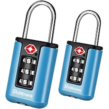2 Pack TSA Approved Luggage Locks, Combination Travel Padlock, 3-Digit Waterproof Lock, TSA Accepted Outdoor Keyless Resettable Lock for Lockers, Bags, Backpack, Gym, Gate-Blue