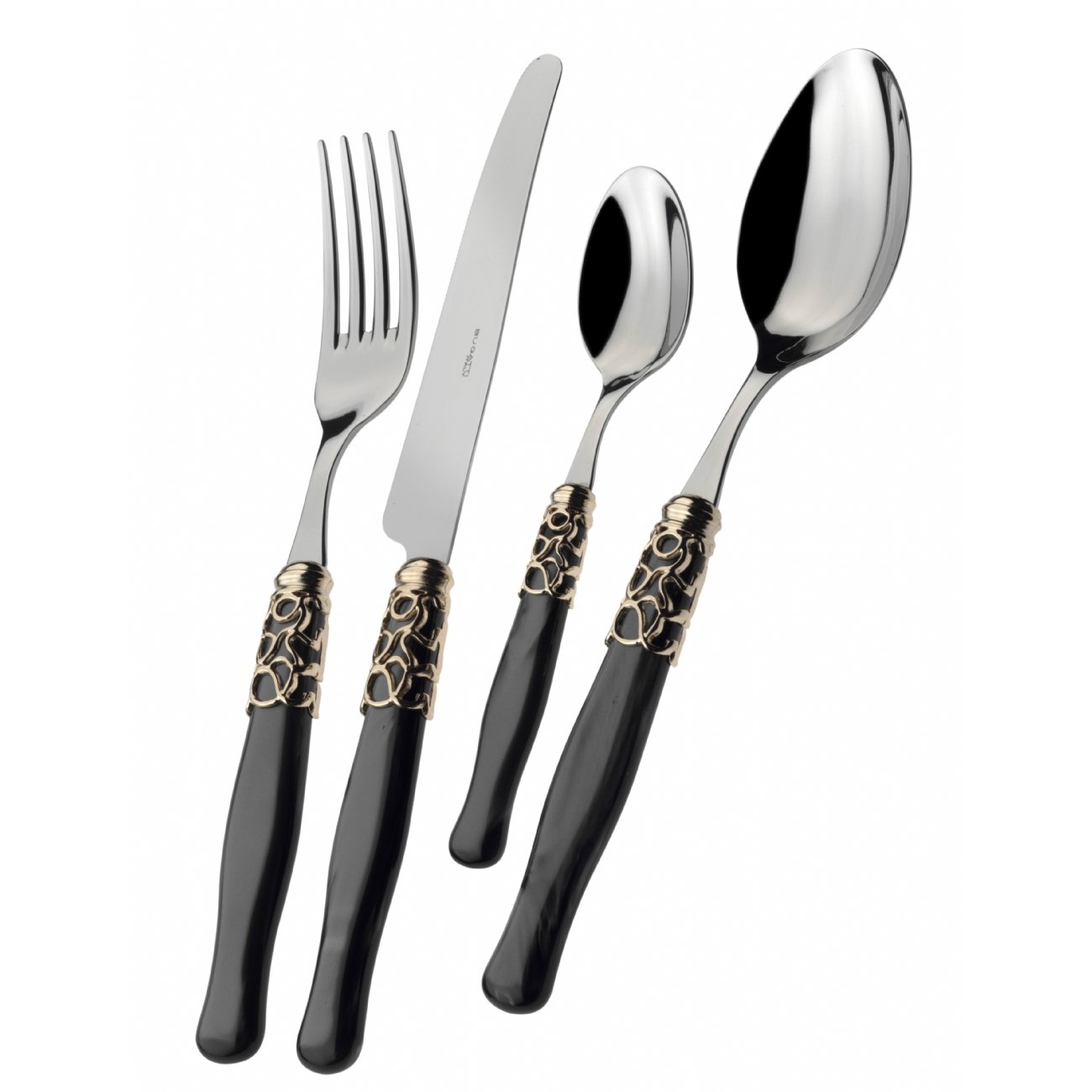 BUGATTI COMPACT SELENE BLACK GOL : ménagère de luxe 24 pièces pour sublimer vos tables de fête