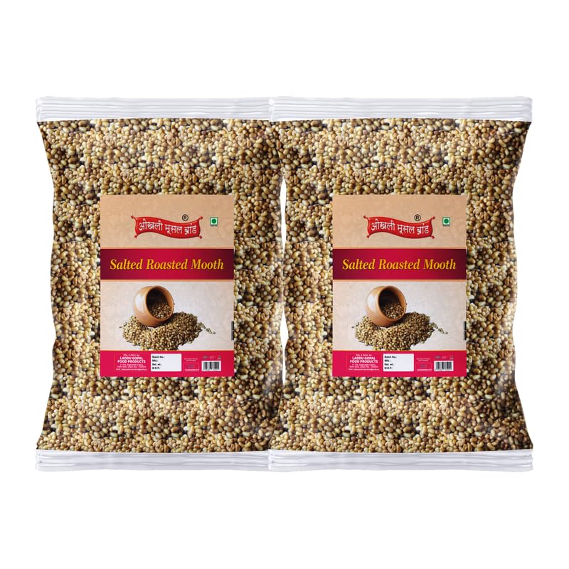 Image of OKHLI MUSAL BRAND Vigna aconitifolia | Marwar Roasted Salted Moth /Mooth /Matki Bean Namkeen Snack | Mat bean | Moth bean | Matki Dew Bean Tasty Yummy Snack Healthy Snack High in Protein-350g*2Pack