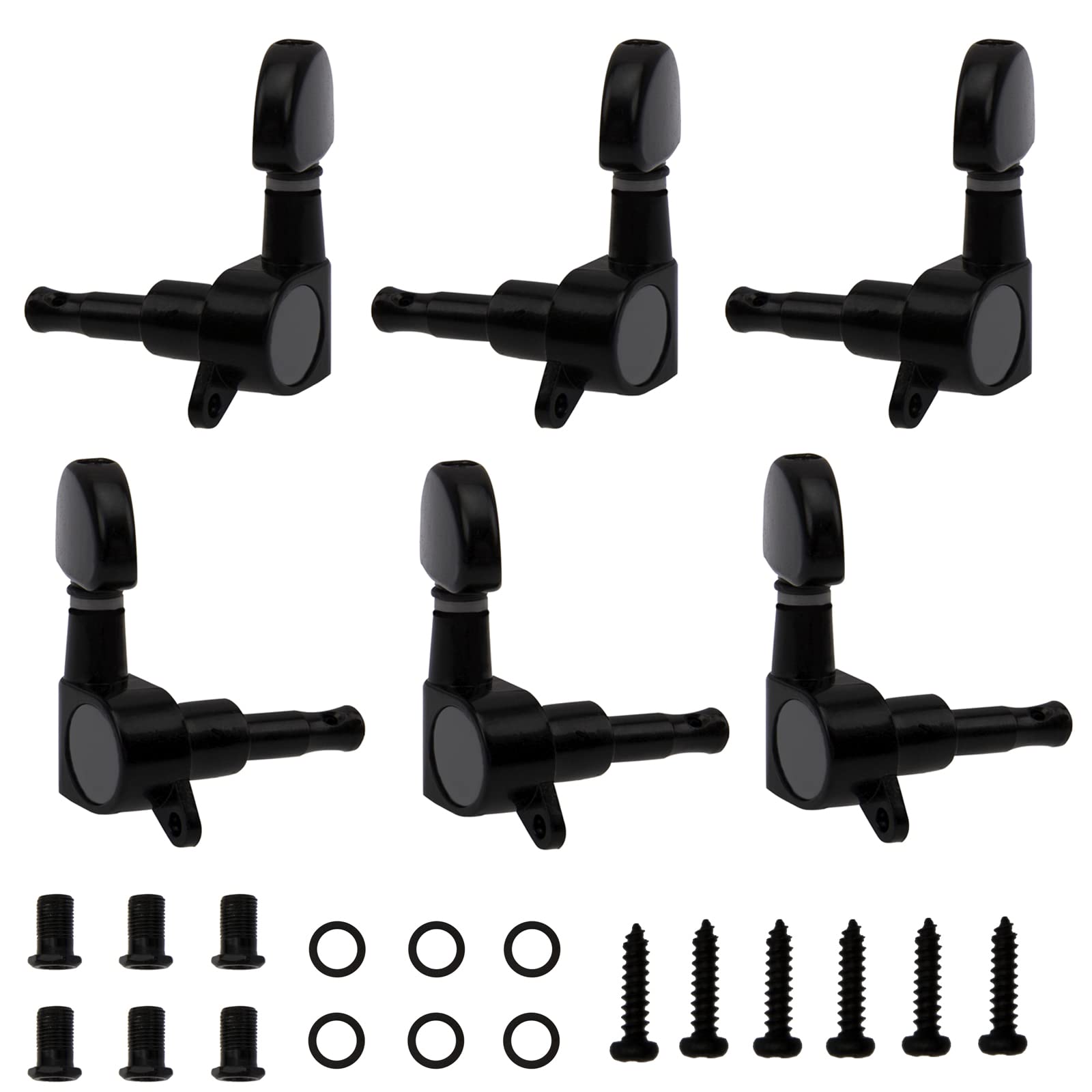 Yootones6Pcs Guitar Tuning Pegs Closed Tuners Machine 3L3R Tuner Keys Heads Compatible with Electric Guitar or Acoustic Guitar (Black)