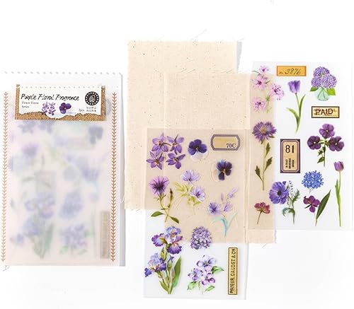 Miniatura 2 de 2 hojas de calcomanías vintage de transferencia de hojas de flores, 2 hojas de lino, calcomanías florales transparentes para manualidades en madera,