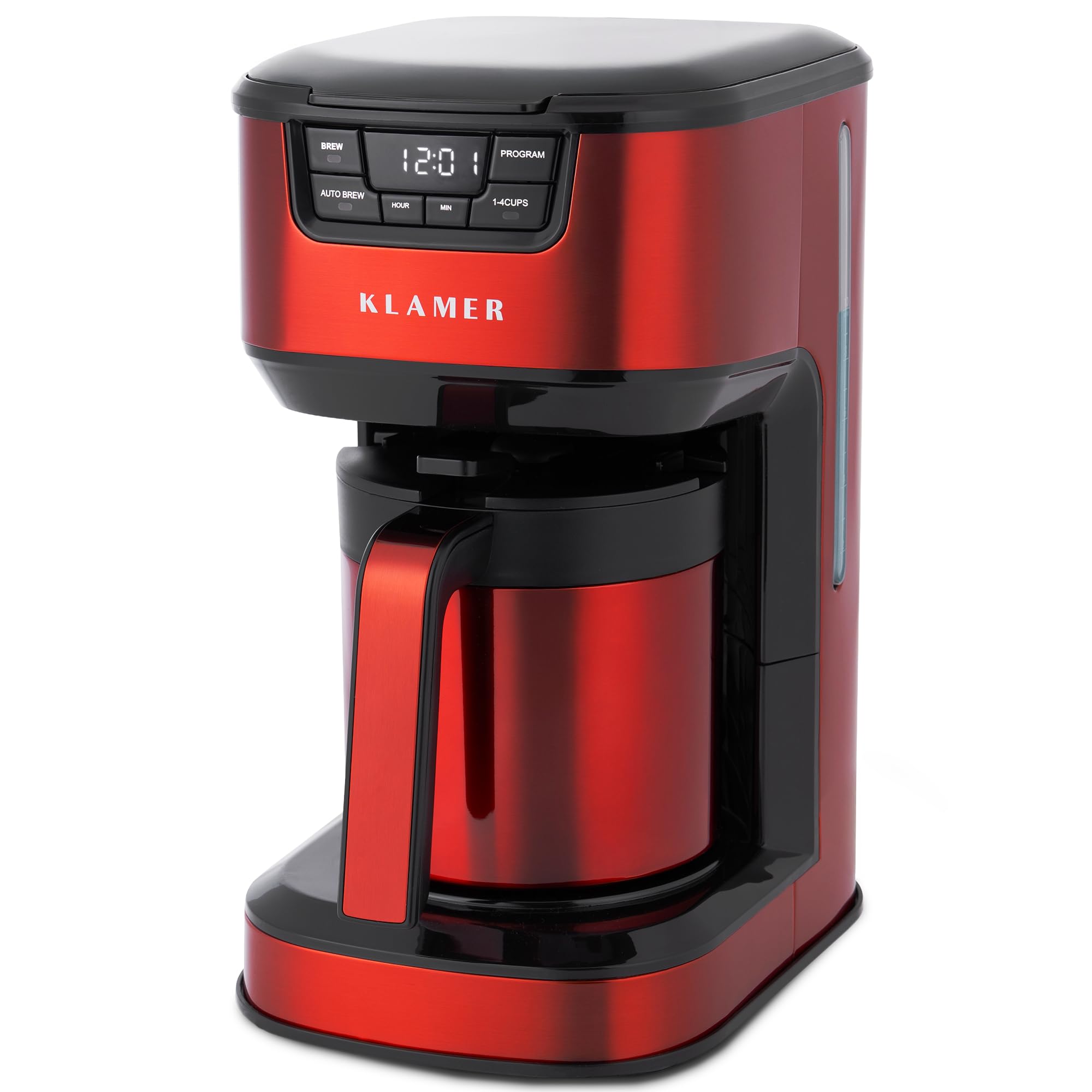 KLAMER Kaffeemaschine mit Startzeitvorwahl, morgens ist der Kaffee fertig | Die doppelwandige Thermoskanne hält den Inhalt warm, mit 1,25 L für bis zu 10 Tassen, Tropf-Stopp und herausnehmbarem Filter