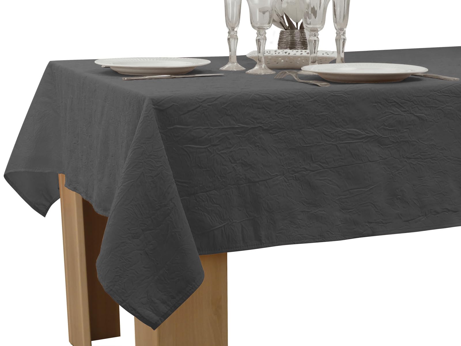 Le linge de Jules Stain-Resistant Tablecloth Crumpled Grey 150 x 240 cm