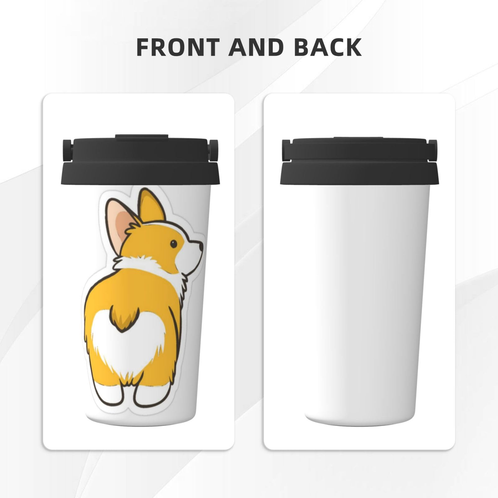 Cute Corgi Butt Printed Carry Izolowany kubek do kawy Kubek samochodowy Przenośny kubek ze słomką samochodową