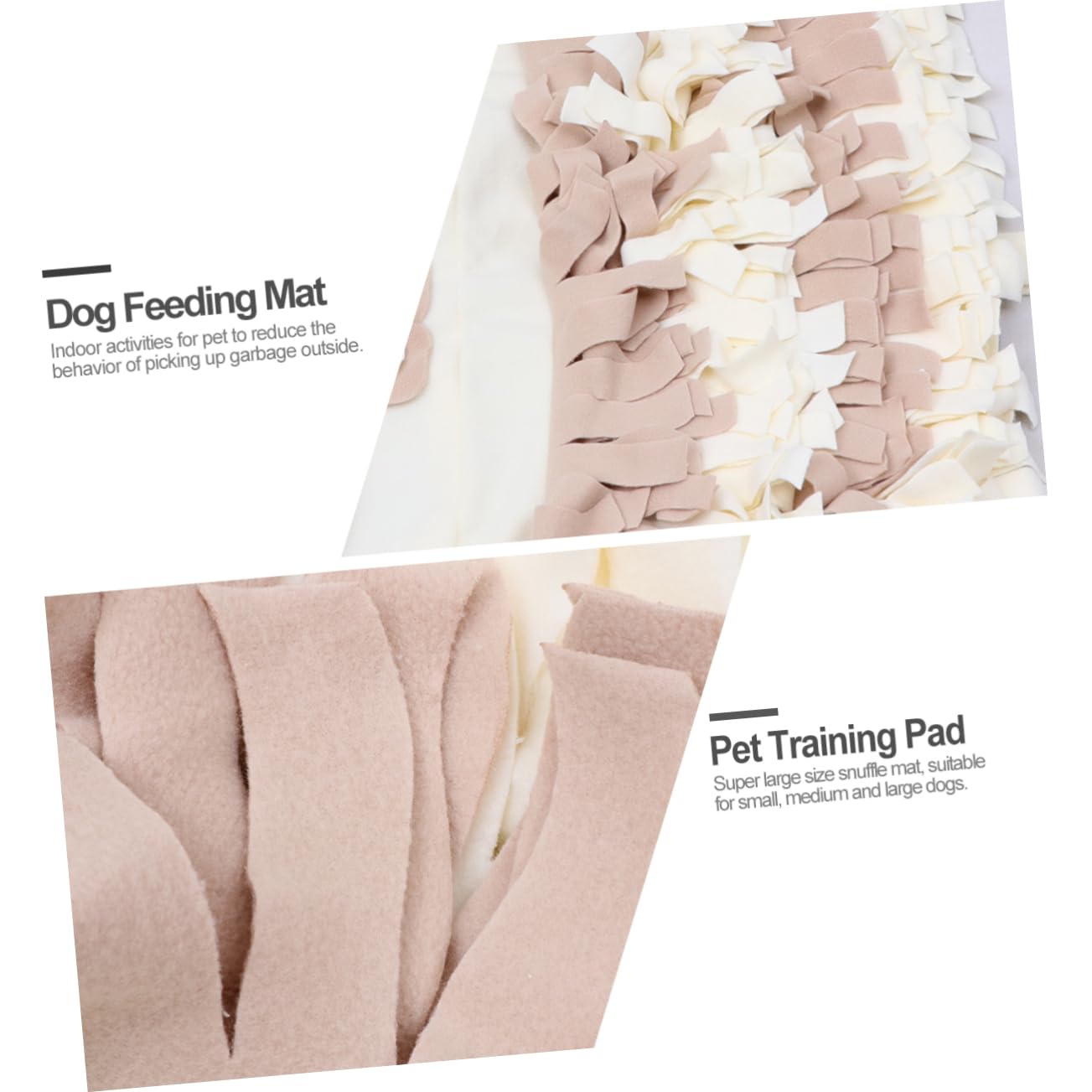 Tappetino per Cani Snuffle Mat Beige in Peluche per Cani Piccoli e Medi | Pieghevole, Uso Indoor, Lavabile e Adatto a Training Lento e Ricerca Olfattiva