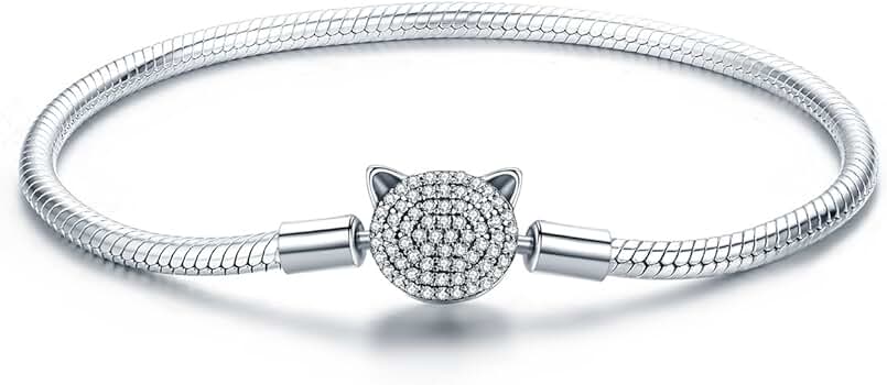 GemKing SCB053-17 Lovely cat S925 Sterling Silver Bracelet