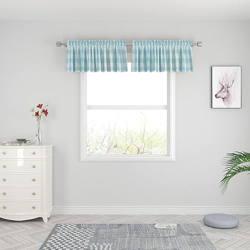 Miniatura 4 de UPOPO 2 cortinas de cocina a cuadros de búfalo, clásicas, a cuadros, estilo granja, cenefa para ventana, cenefa para sala de estar, dormitorio,