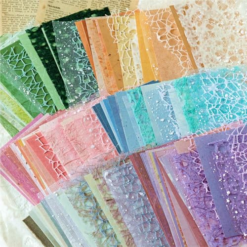 VIVIQUEN 156Pcs Handmade Scrapbook Craft Paper - Morandi A6 Sheet Mesh Fabric Mulberry Special Paper Mix for Scrapbooking Junk Journal Journaling Supplies DIY Materials