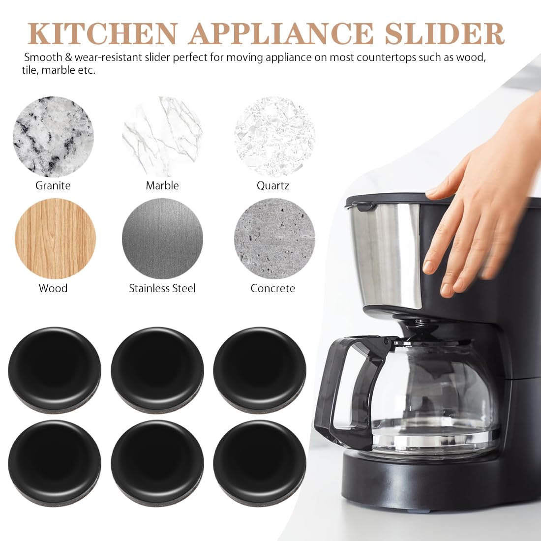 36 Pcs Kitchen Appliance Slider,Appliance Sliders for Kitchen Appliances,DIY Self Adhesive Appliance Slider for Most Coffee Makers ,Blenders,Kitchen Aid,Air Fryers,Pressure Cooker,Stand Mixer