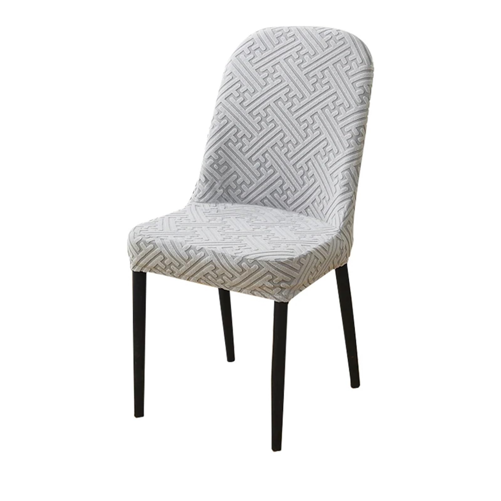GHHZML Chair Cover Jacquard Curved Dining Chair Cover Spandex Elastic Seat Stretch Covers For Hotel Banquet Restaurant Kitchen Wedding(Color 14)
