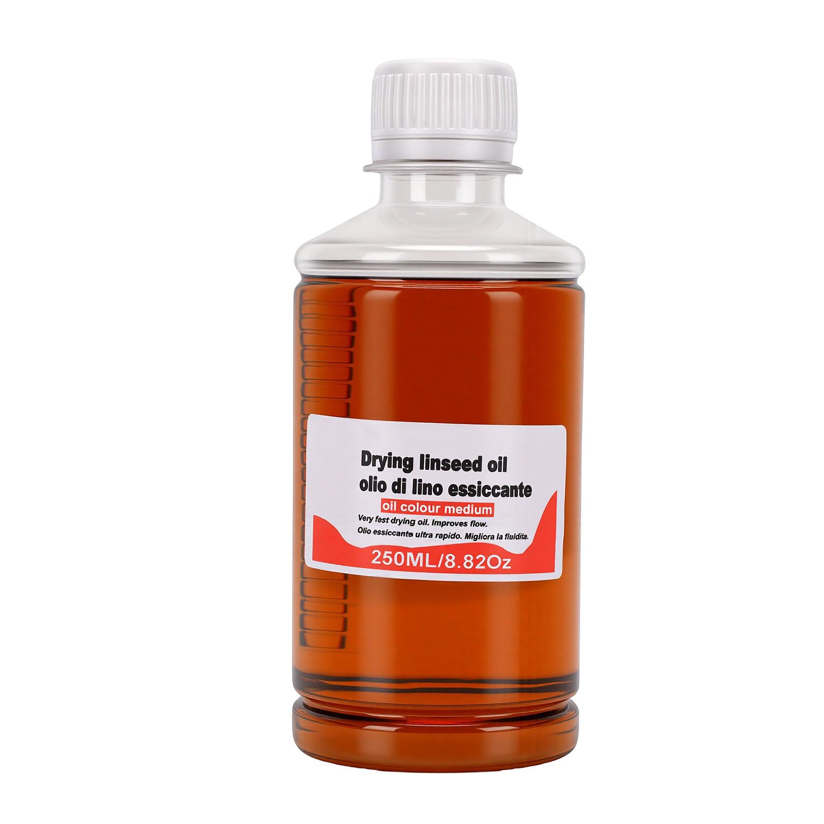 Huile de Lin à Séchage Rapide de 250ML, Diluant Pigmentaire pour Peinture, Améliore le Flux, la Transparence et le Brillant