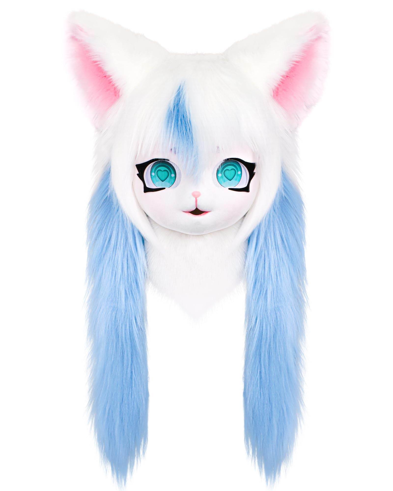 ZFKJERS Cosplay Fursuit Headgear Animal Head Cat Mask Halloween Masquerade Adults Costume Accessories Set (Blue)