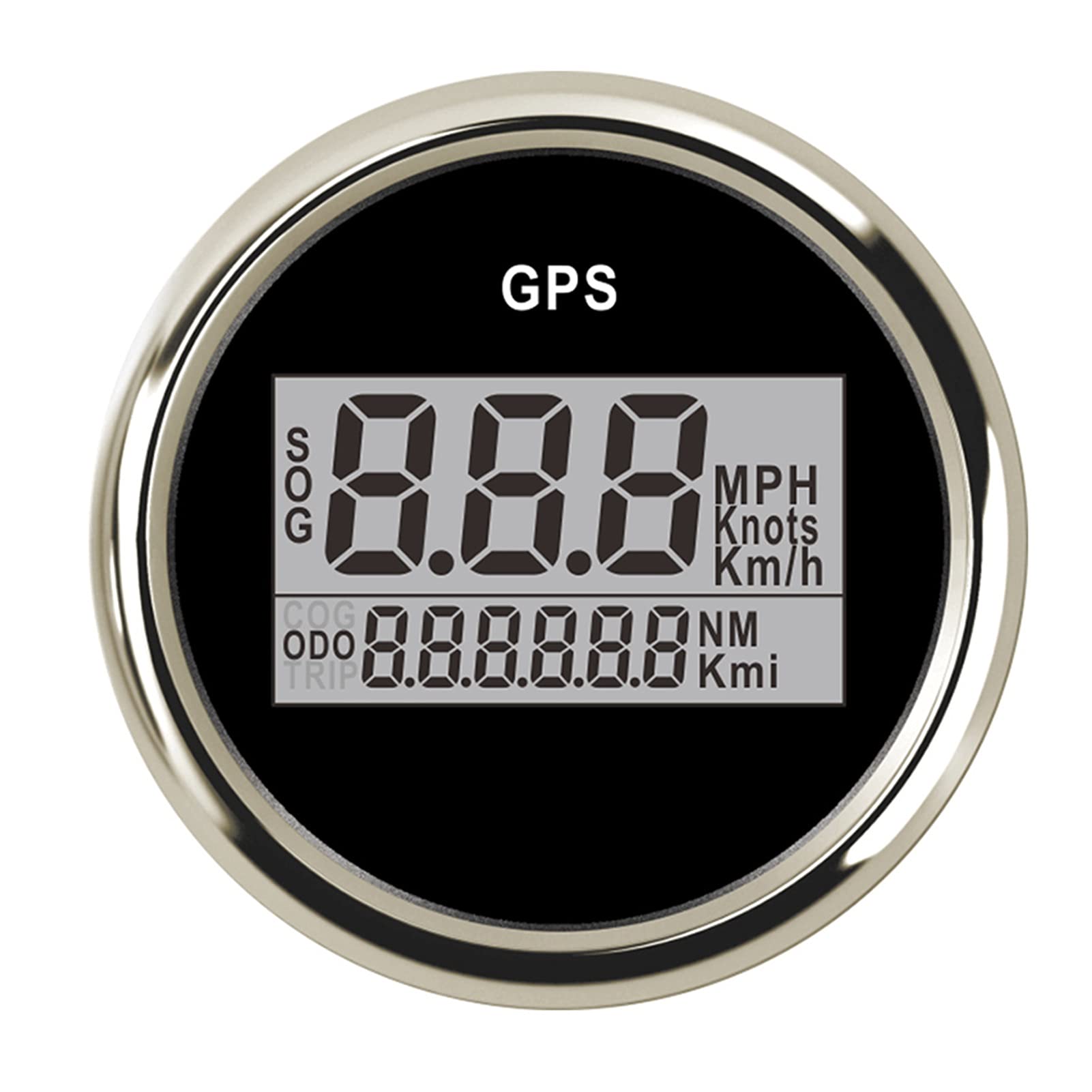 Przyrządy 2 '' 52 mm wodoodporny cyfrowy GPS. Prędkościomierz Promieniomierz do łodzi samochodowej z podświetleniem 1 2V / 24V. Wskaźnik prędkości samochodu. GPS. Antena LCD (Color : Black)