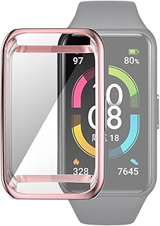 جراب حماية كامل ناعم من السيليكون والبولي يوريثين المقاوم للحرارة ممتص للصدمات لساعة هواوي باند 7/ هونور باند 7، وردي