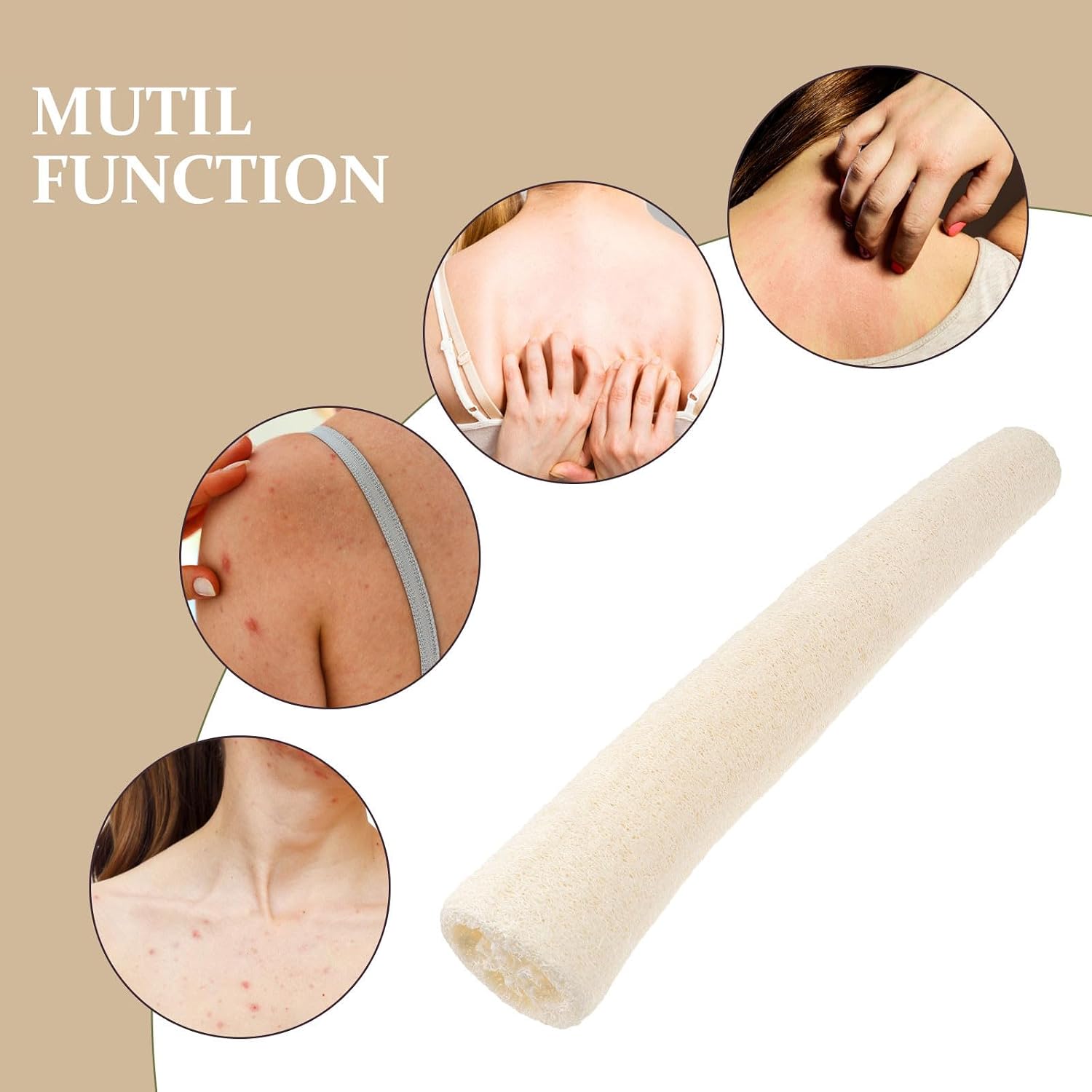 Natural Loofah Exfoliating Bath Towel for Bathing Massage White image 3