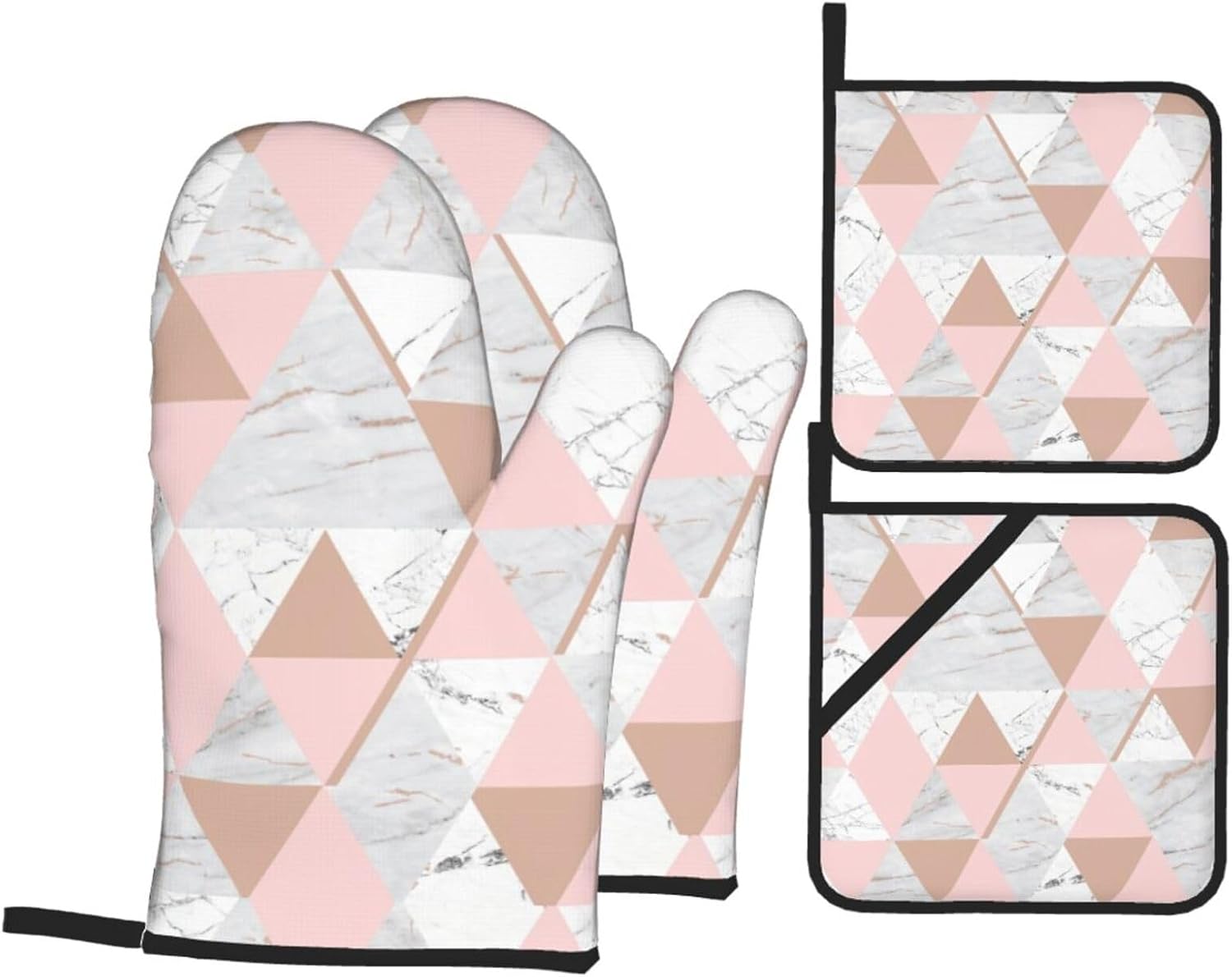 Red and Gold Marble Kitchen baking four piece set, fit for cooking and baking, oven, microwave, and outdoor barbecue