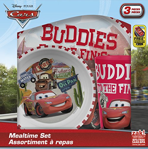 Zak Designs Cars Plate, Bowl & Cup Gift Set, Lightning McQueen & Mater