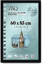 Z&Q Black 85x60 cm Poster Frame Crystal Clear Aclyic Front Picture Photo Frame MDF Wood Backing With Both Ways Hanging Hooks - Wall Mount Frames Home Office Decor