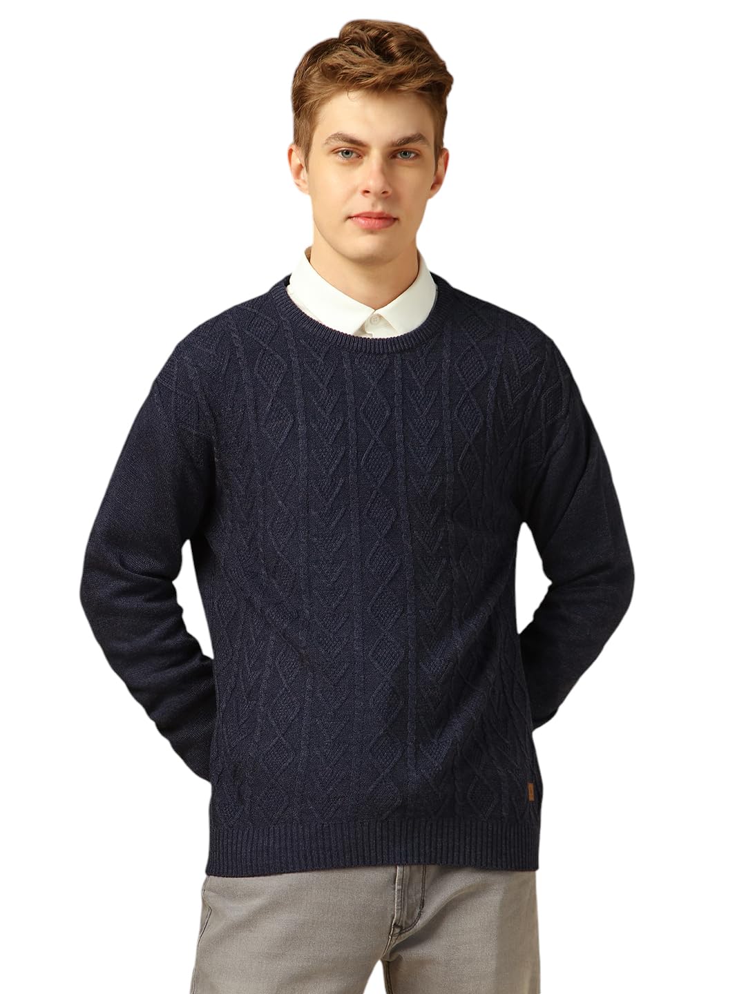 dennis lingo Men Regular Fit Acrylic Full Sleeves Solid Sweaters-picture-35