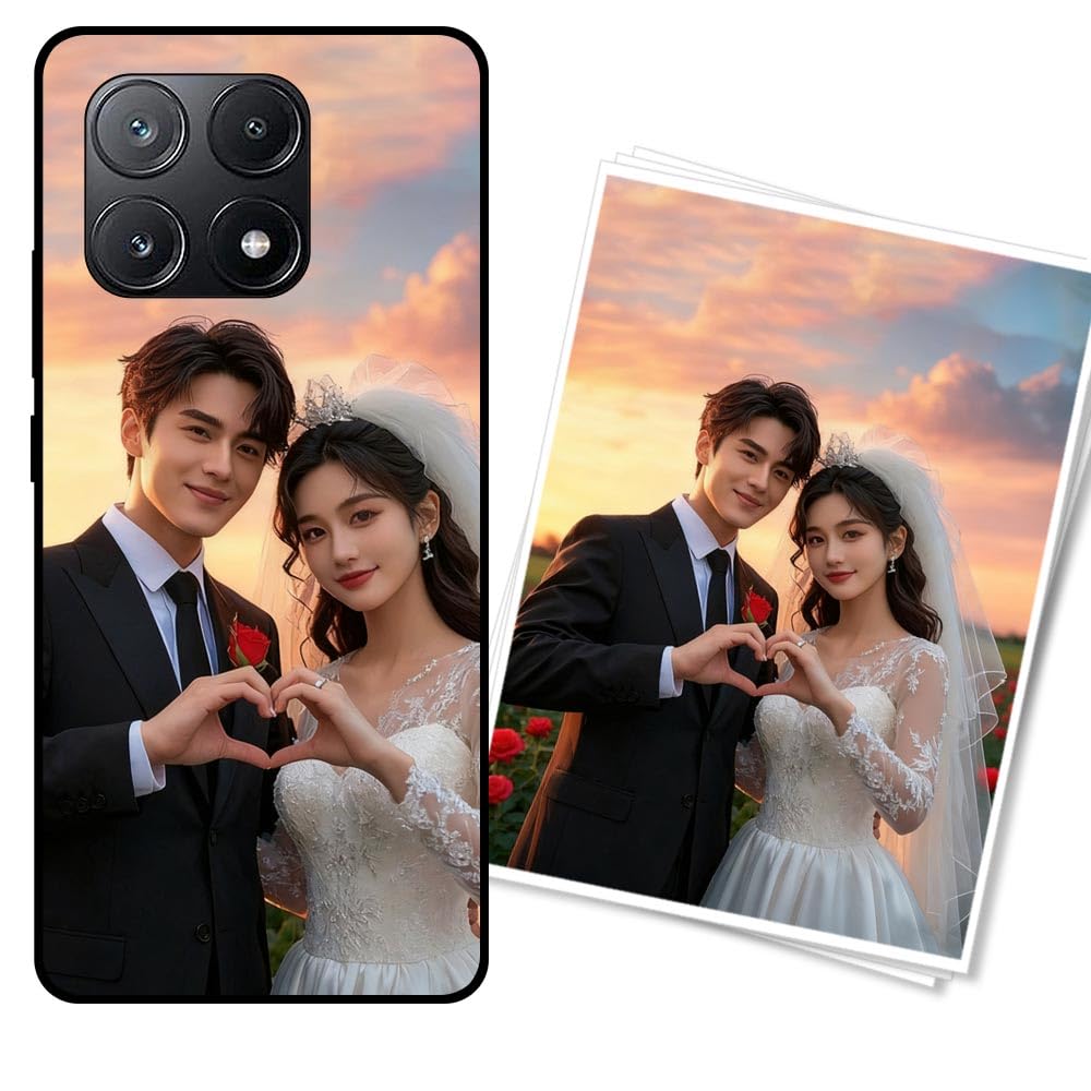 Custom Phone Case for Xiaomi Poco X6 Pro Shockproof, Scratch-Resistant & Anti-Slip Design, Personalised Photo/Text, Slim Soft TPU Protective Cover-Midnight Black Xiaomi Poco X6 Pro Midnight black