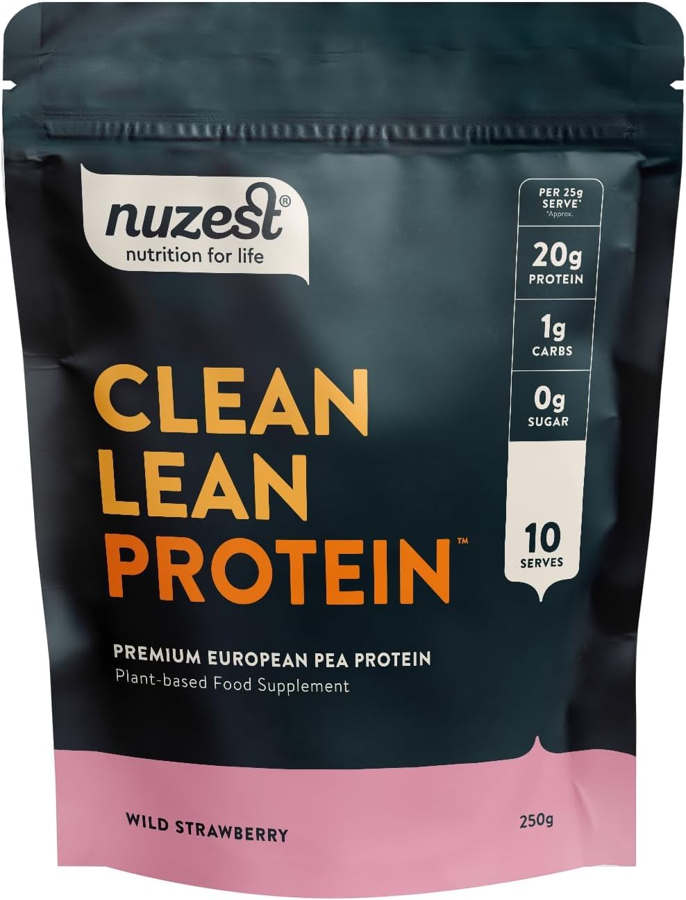 Nuzest - Erbsenproteinpulver - Clean Lean Protein - Wilde Erdbeere - Veganer Proteinshake - Pflanzenbasiert, Kalorienarm & Kohlenhydratarm - Glutenfrei - Milchfrei - 250g (10 Portionen)