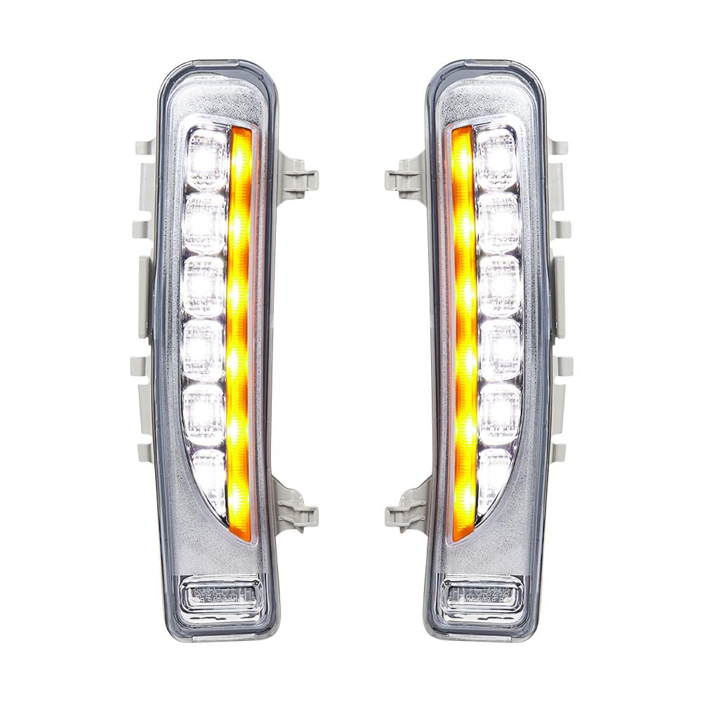 Astra Depot Compatible for 2011-2014 Ford Edge SUV 12-LED DRL White Daytime Running Amber Dynamic Turn Signal Lamps