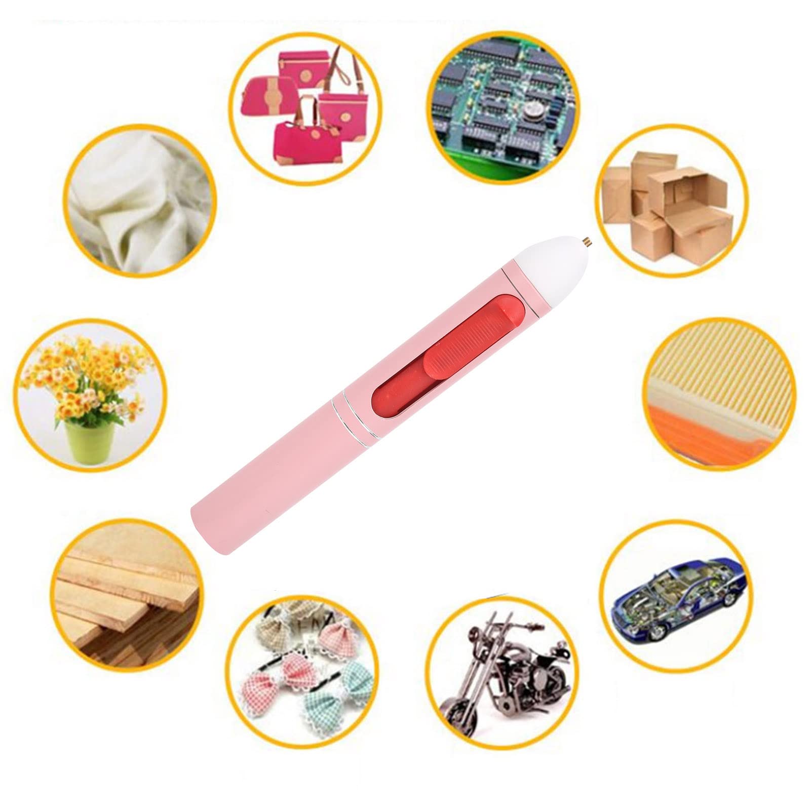 Mini pistola per colla a caldo senza fili rosa 5 V, ricarica USB, set di attrezzature portatili per incollaggio con tempo di standby di 120 minuti e stick di colla inclusi per