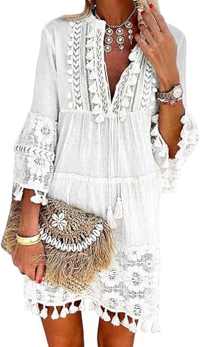 Robe D'été Femme Ample - Imprimé Floral, Col Rond, Sans Manches - Tissu Lin Et Rayonne - Style Bohème