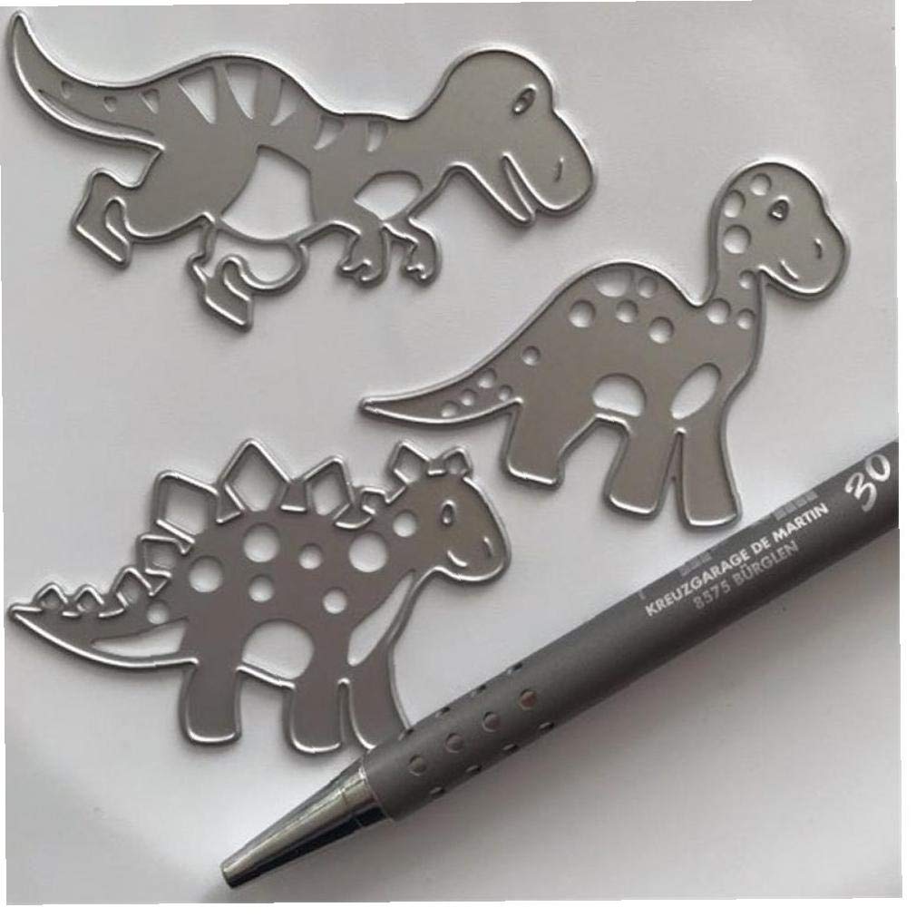Pinicecore 3Pcs Metal Cutting Die Dinosaurs Embossing Stencils For Scrapbooking Photo Album Paper Card Decorative Craft