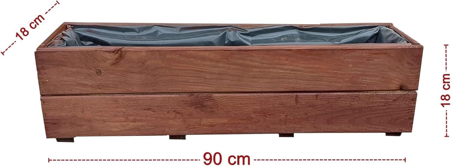 Fioriera in Legno 90 cm – Fioriera da Balcone in Abete Impregnato con Rivestimento e Drenaggio – Fioriera da Giardino e Terrazza – Già Montata, D27 (noce, 90 cm)