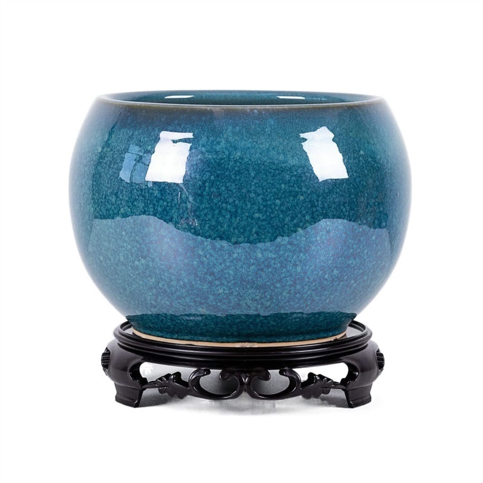 HIHELO Donice Prosta doniczka na kwiaty ceramiczna doniczka z podstawą tacy, kulista duża doniczka z otworami drenażowymi, odpowiednia do salonu, biura, na dziedziniec, do przedszkola (kolor: A)
