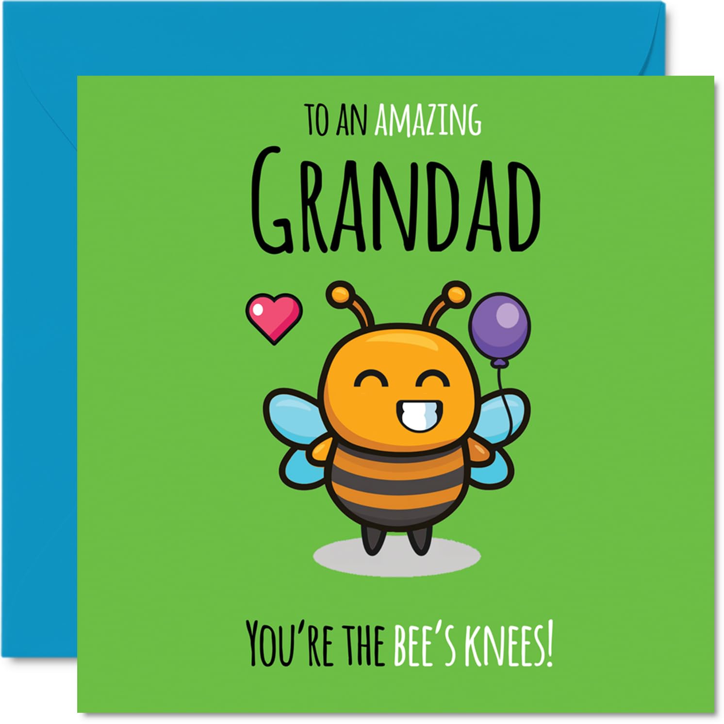 Grandad Birthday Card - Youre The Bees Knees! - Happy Birthday Card for Grandad from Grandson Granddaughter, 145mm cute bee Bday Greeting Cards
