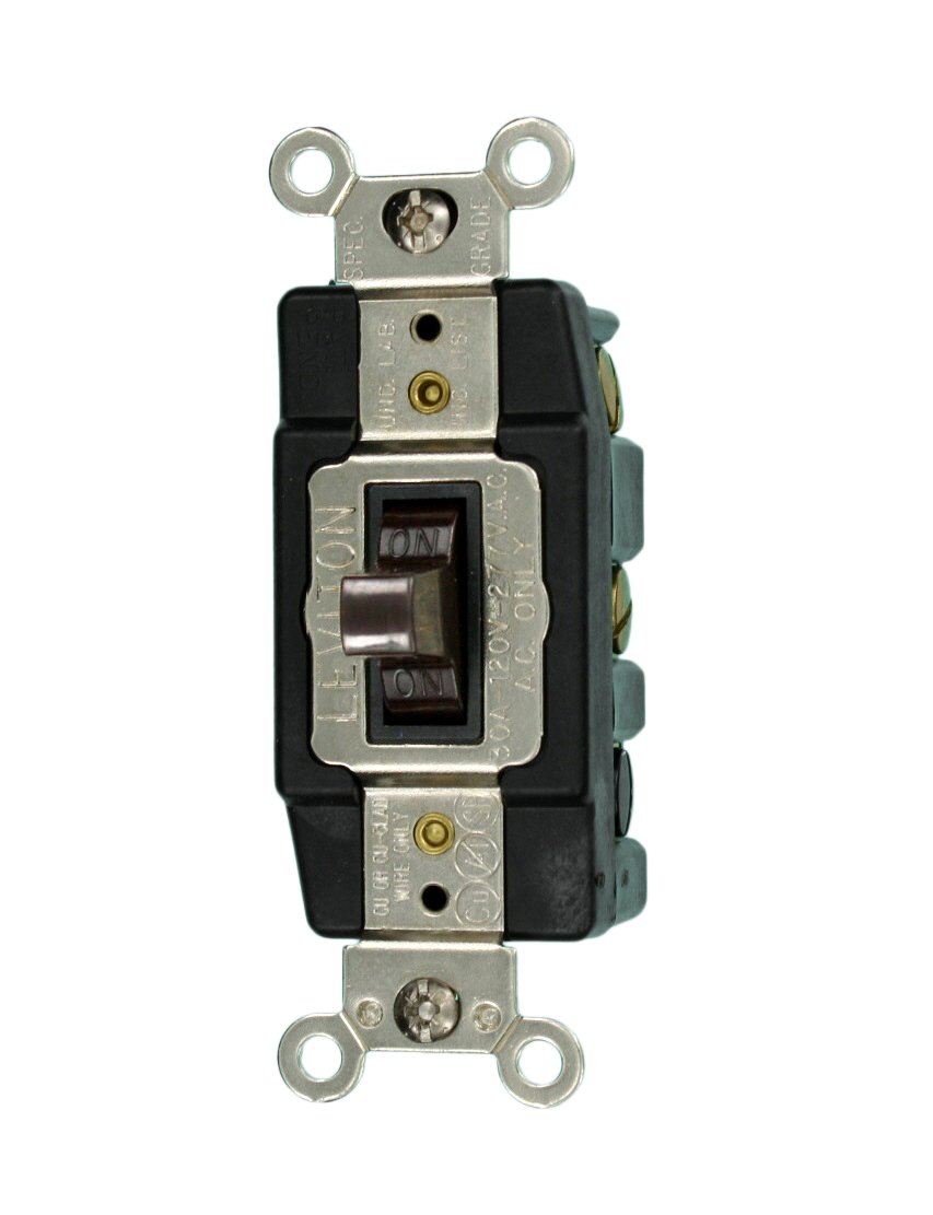 Leviton 30-Amp 120-Volt Toggle AC Quiet Switch, Momentary Contact Switch, 1262, Brown