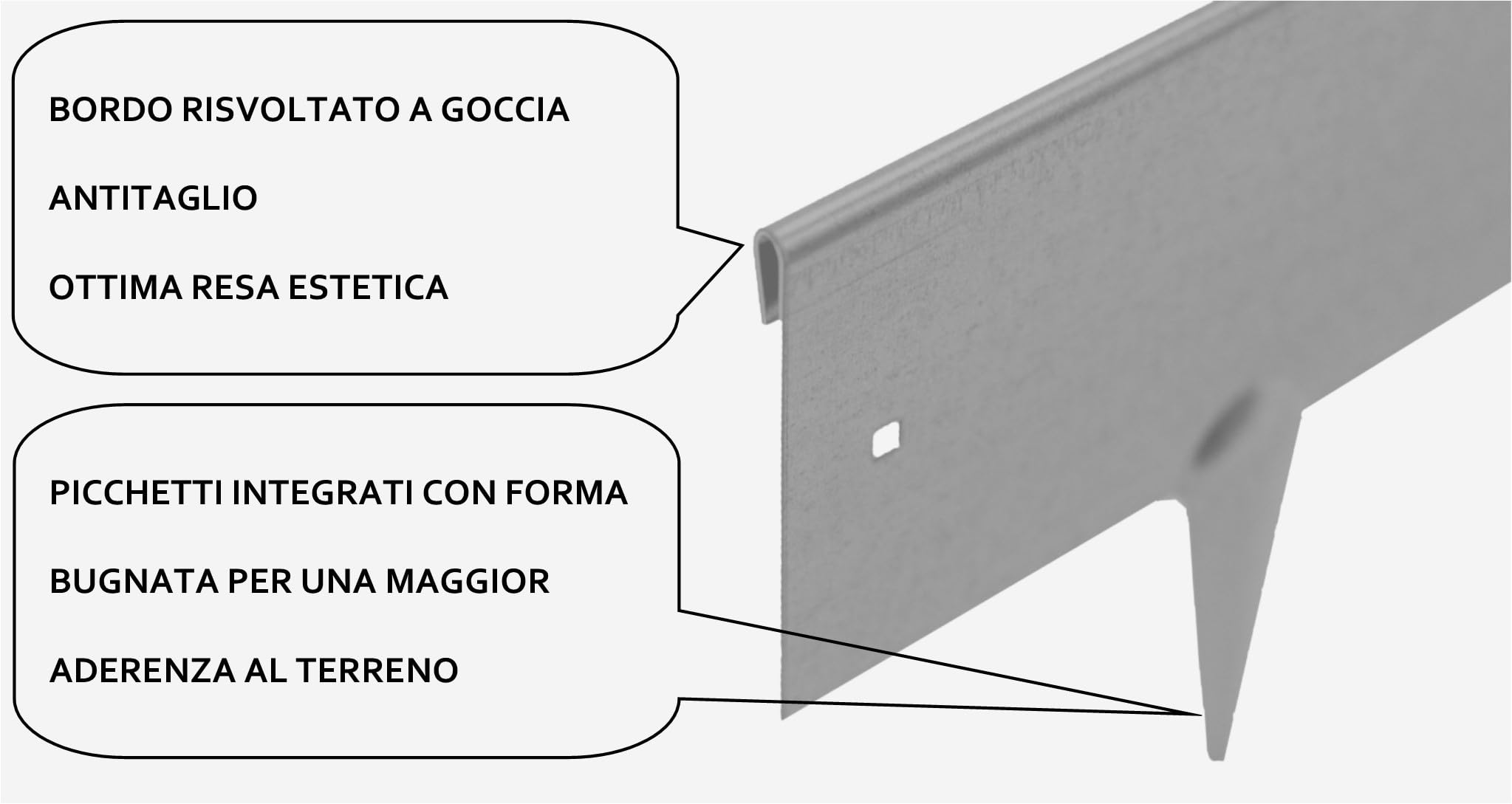 Bordura Corten con picchetti integrati - 2 altezze - Moduli da ml. 1 - Bordo acciaio Corten per giardino (h. 9 cm., 15)