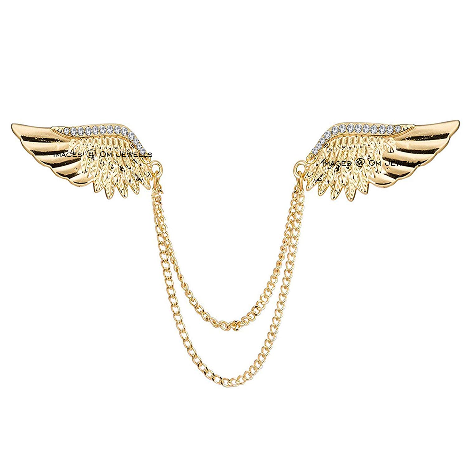 Om Jewells Rose Gold Platted MenS Jewellery Indo White Crystal Stone Studded Dual Wings Lapel Brooch For Boys And Men SP10002016 (B0844WBM2X) Amazon Price History, Amazon Price Tracker